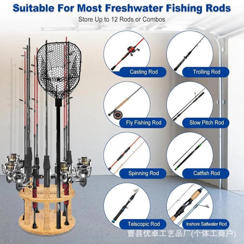 Round Solid Wood Fishing Rod S - огляд і ціна Fishing Equipment Holder
