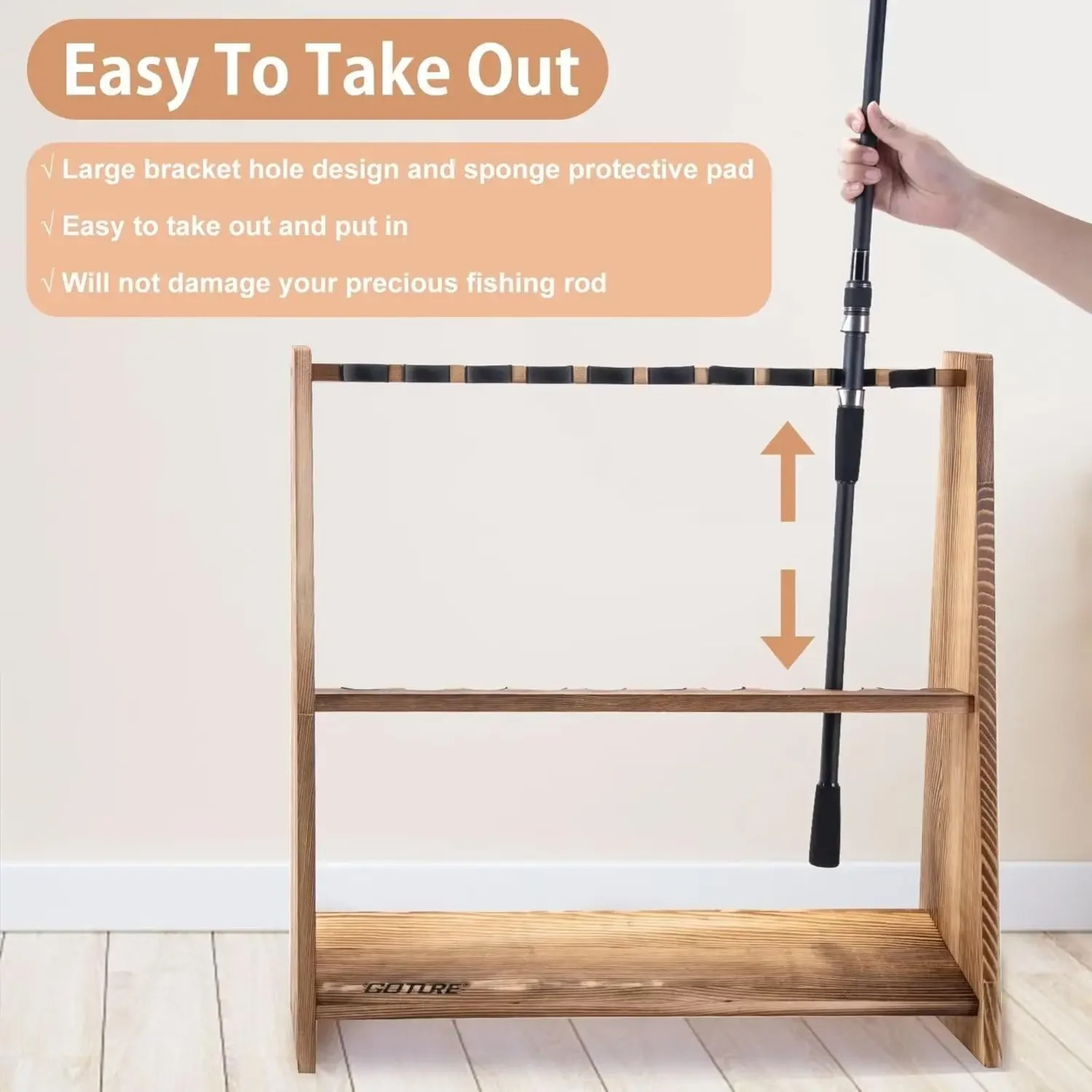 Goture Carbonized Pine Wood Fi - огляд і ціна Fishing Equipment Holder