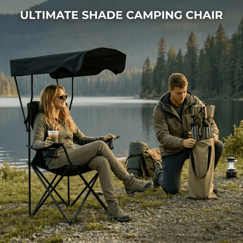 Outdoor Camping Chair With Awn - огляд і ціна Fishing Equipment Holder